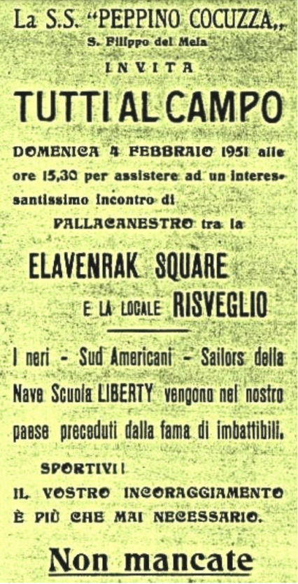 Manifesto di una delle esibizioni di Pallacanestro-Teatro nel dopoguerra messinese (per gentile concessione di Piero Cocuzza)